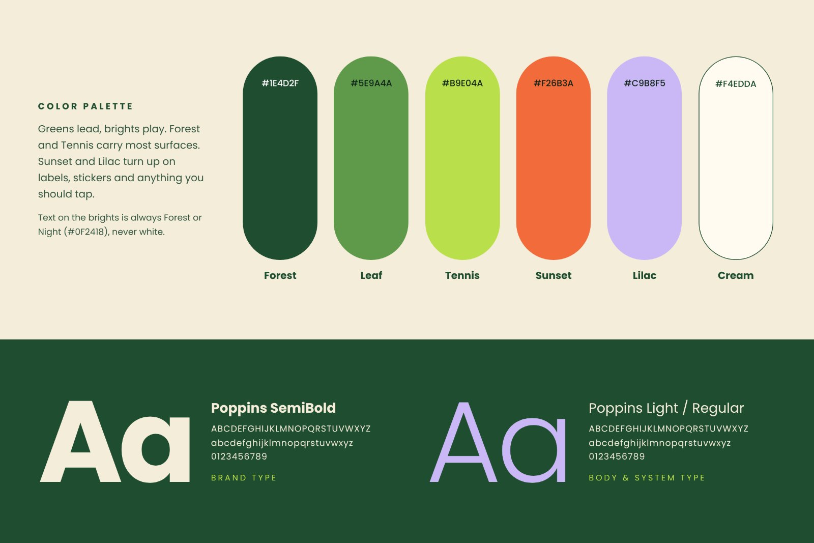greenhaus color palette and typography
