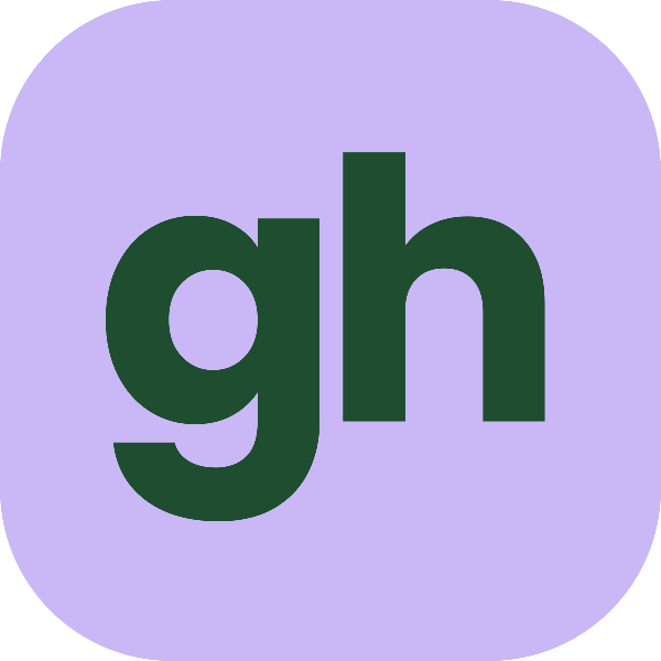 greenhaus monogram, lilac and forest
