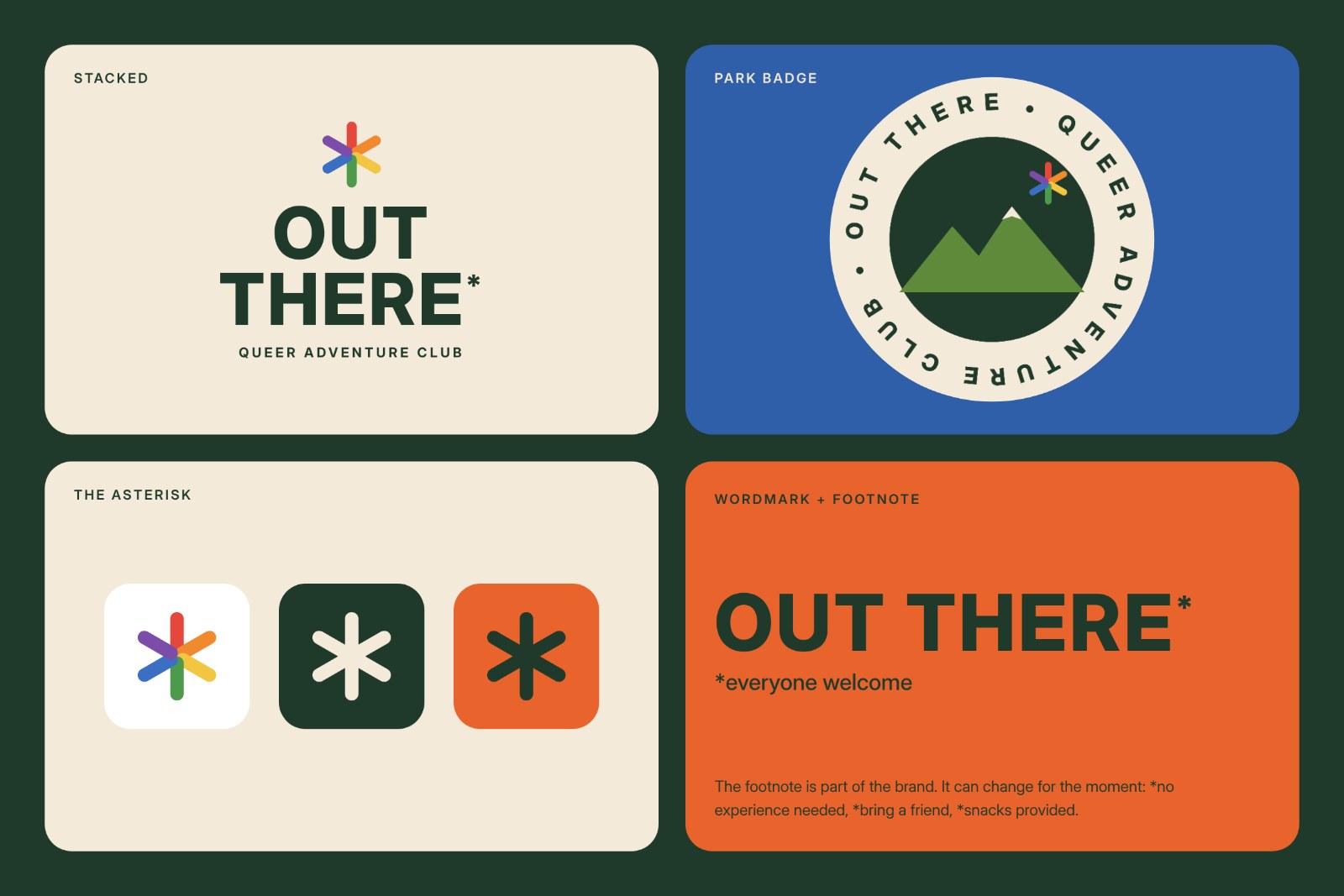 Out There sub-logos, stacked lockup and small sizes