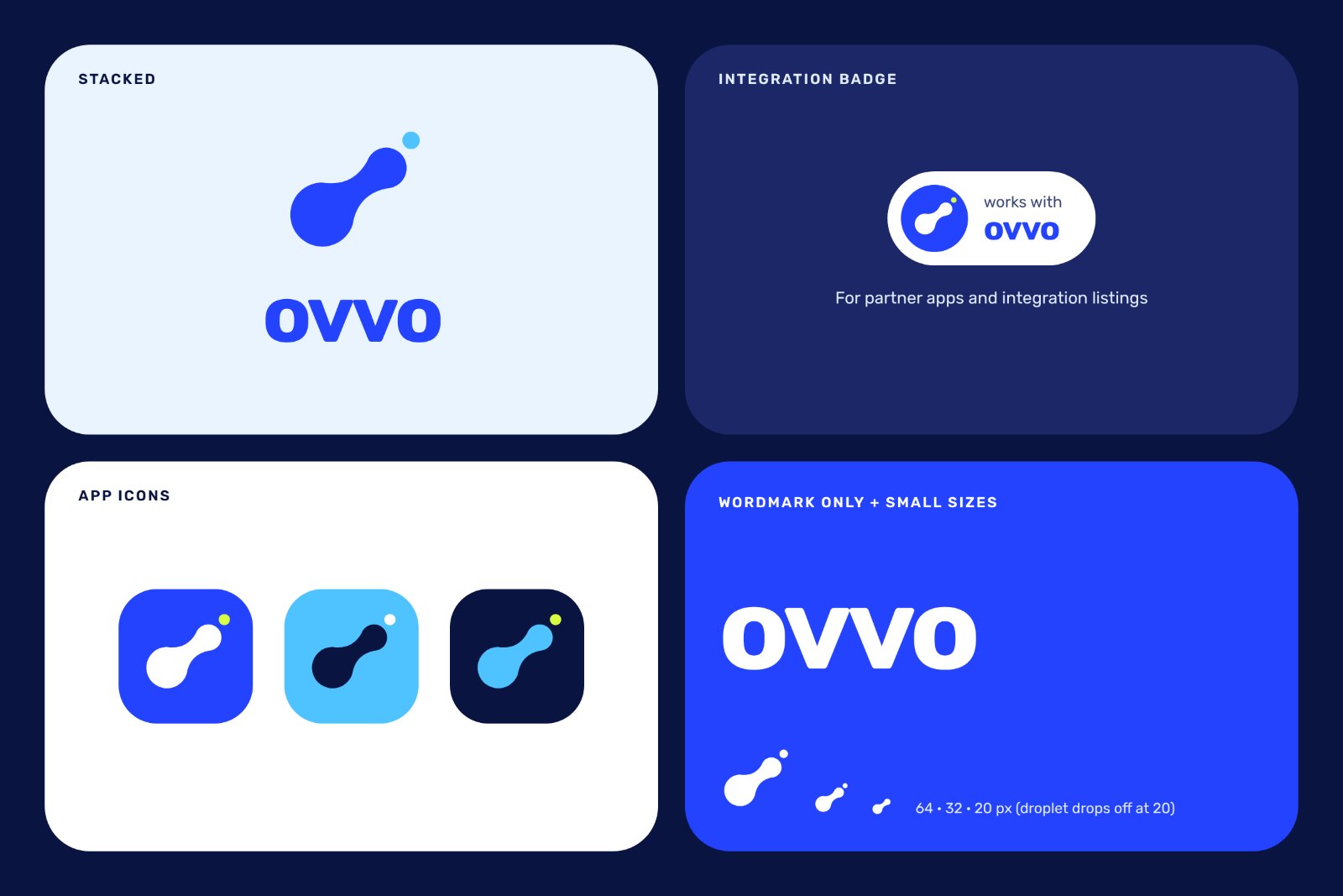 ovvo sub-logos, stacked lockup and small sizes