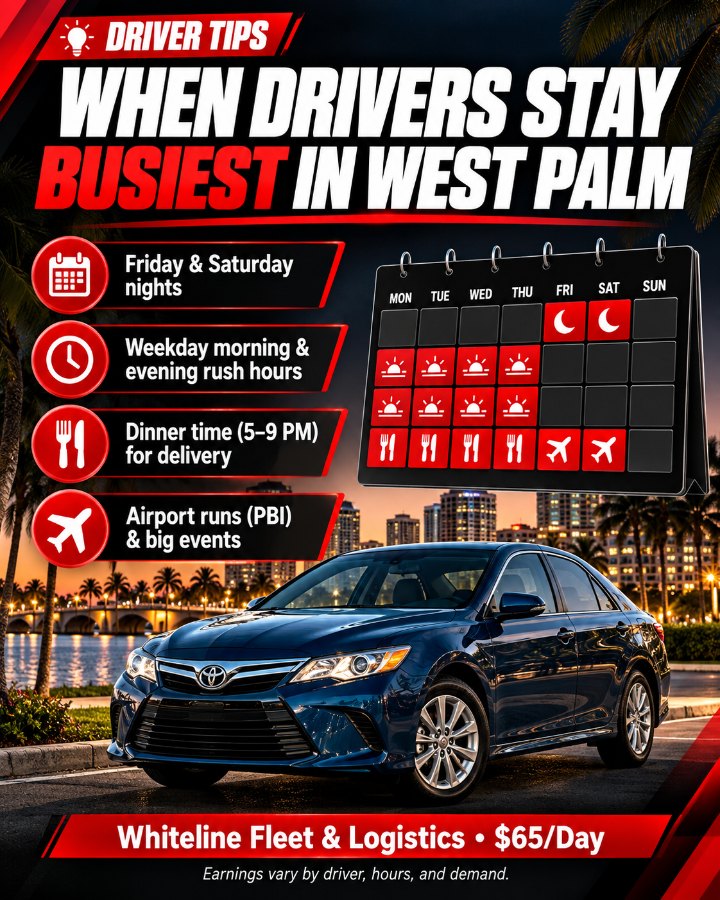 Whiteline When drivers stay busiest in West Palm